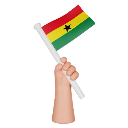 Hand hält eine Flagge von Ghana  3D Icon