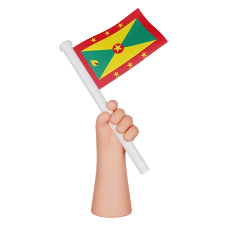 Hand hält eine Flagge von Grenada  3D Icon