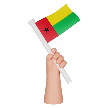 Hand hält eine Flagge von Guinea-Bissau  3D Icon