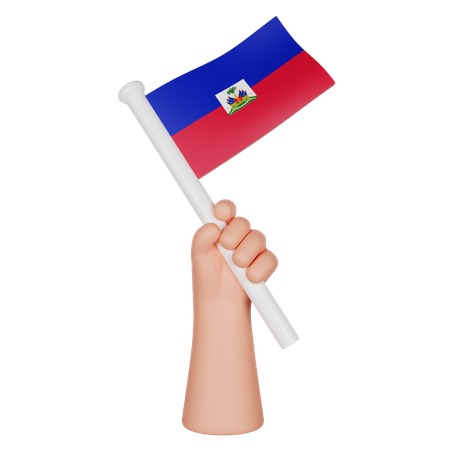 Hand hält eine Flagge von Haiti  3D Icon