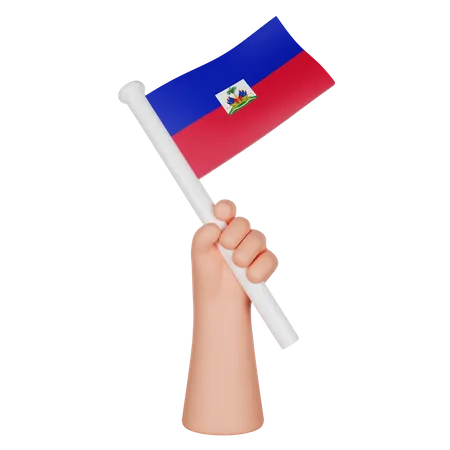 Hand hält eine Flagge von Haiti  3D Icon