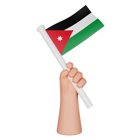 Hand hält eine Flagge von Jordanien  3D Icon