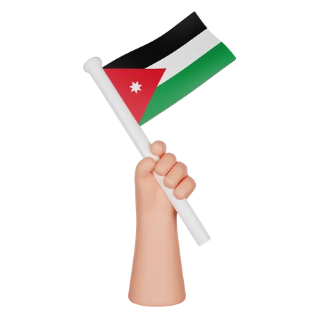 Hand hält eine Flagge von Jordanien  3D Icon