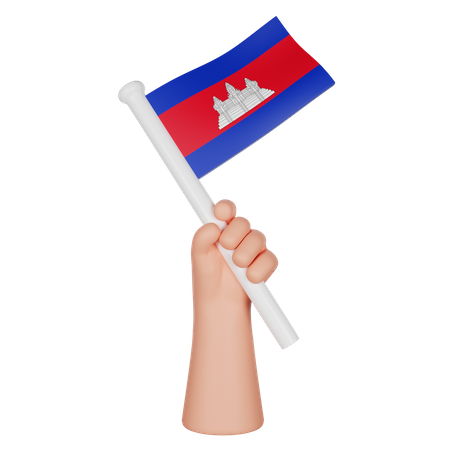 Hand hält eine Flagge von Kambodscha  3D Icon