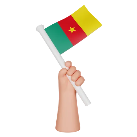 Hand hält eine Flagge von Kamerun  3D Icon