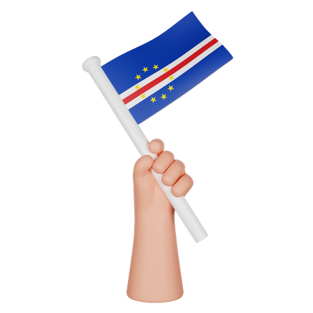 Hand hält eine Flagge von Kap Verde  3D Icon