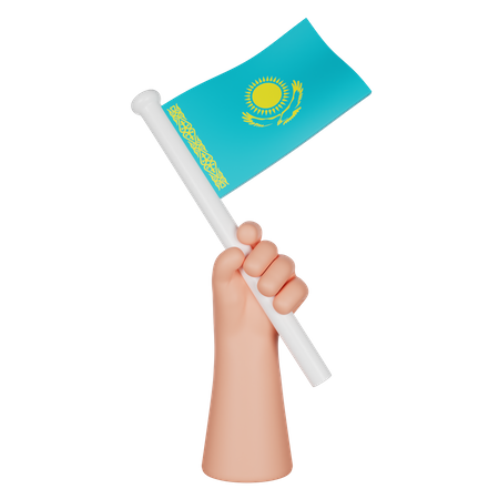 Hand hält eine Flagge von Kasachstan  3D Icon