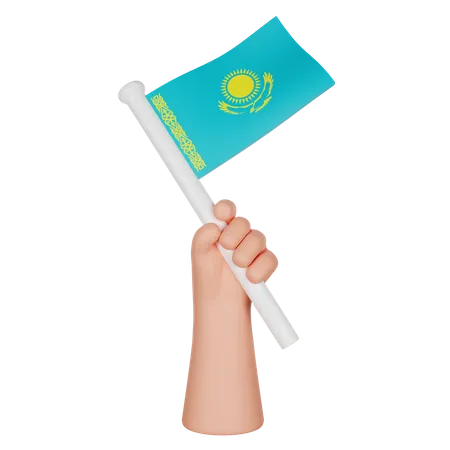 Hand hält eine Flagge von Kasachstan  3D Icon