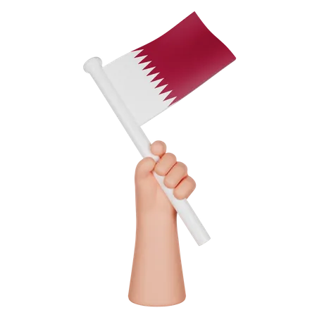 Hand hält eine Flagge von Katar  3D Icon