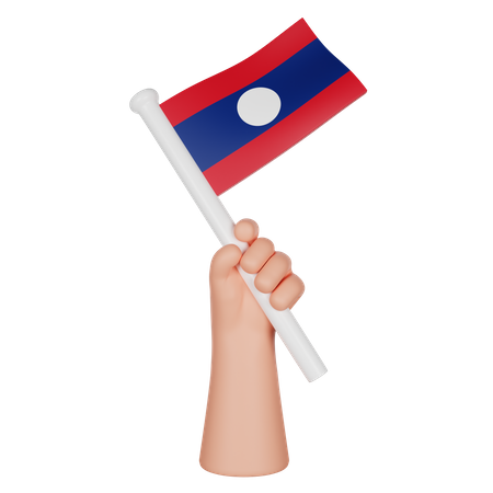 Hand hält eine Flagge von Laos  3D Icon