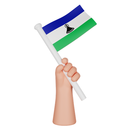 Hand hält eine Flagge von Lesotho  3D Icon