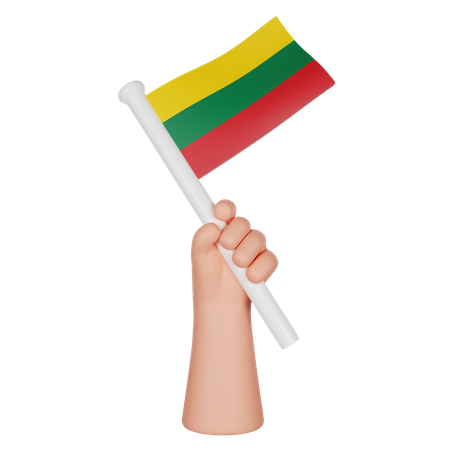 Hand hält eine Flagge von Litauen  3D Icon