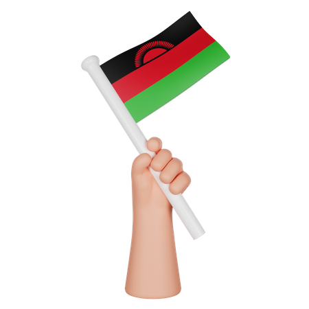 Hand hält eine Flagge von Malawi  3D Icon