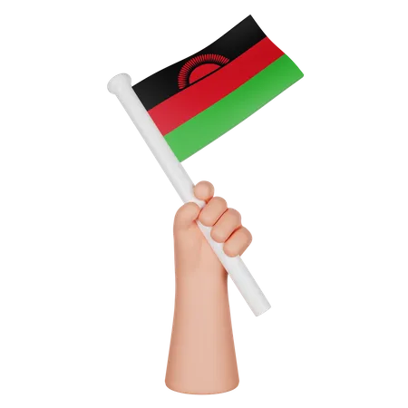 Hand hält eine Flagge von Malawi  3D Icon