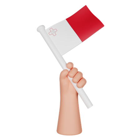 Hand hält eine Flagge von Malta  3D Icon