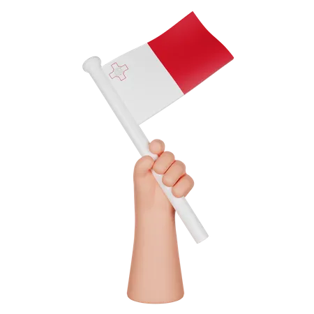 Hand hält eine Flagge von Malta  3D Icon