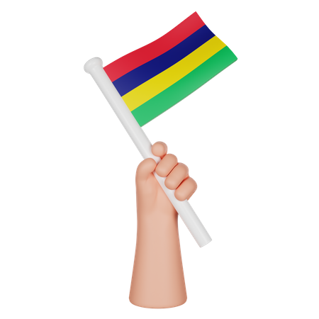 Hand hält eine Flagge von Mauritius  3D Icon