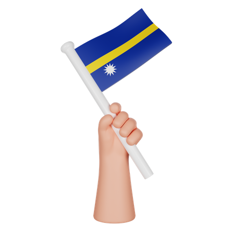 Hand hält eine Flagge von Nauru  3D Icon