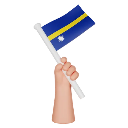 Hand hält eine Flagge von Nauru  3D Icon