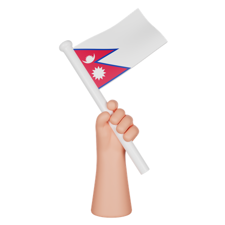 Hand hält eine Flagge von Nepal  3D Icon