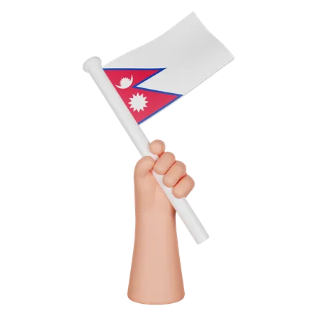 Hand hält eine Flagge von Nepal  3D Icon