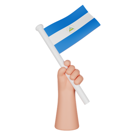 Hand hält eine Flagge von Nicaragua  3D Icon