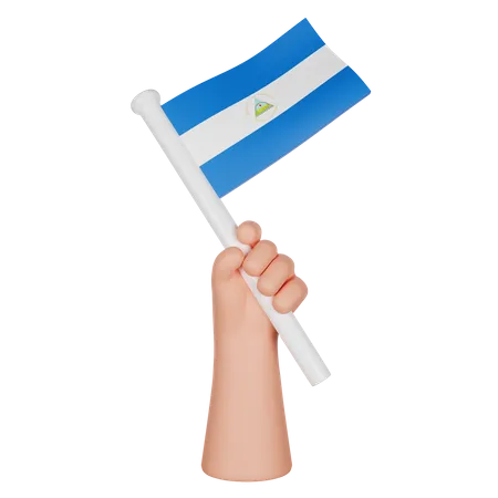 Hand hält eine Flagge von Nicaragua  3D Icon