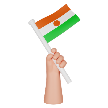 Hand hält eine Flagge von Niger  3D Icon