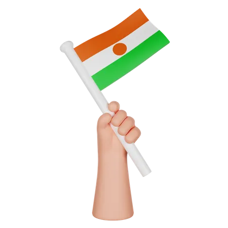 Hand hält eine Flagge von Niger  3D Icon