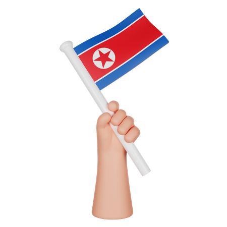 Hand hält eine Flagge von Nordkorea  3D Icon