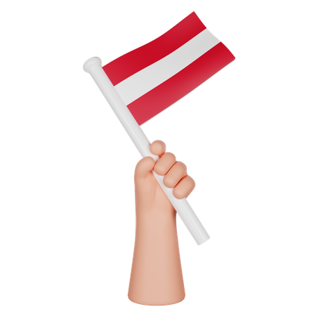 Hand hält eine Flagge von Österreich  3D Icon