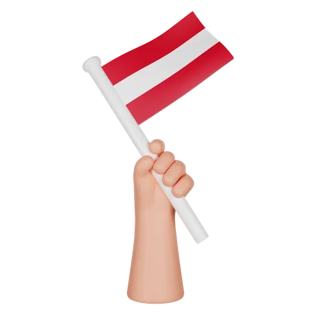 Hand hält eine Flagge von Österreich  3D Icon