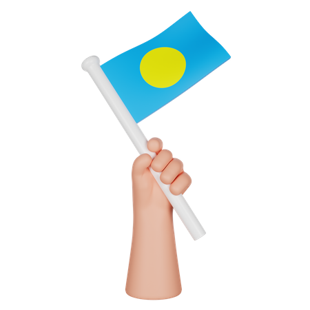 Hand hält eine Flagge von Palau  3D Icon