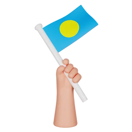 Hand hält eine Flagge von Palau  3D Icon