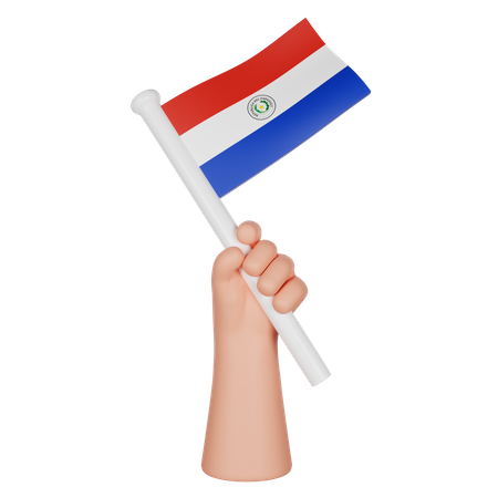 Hand hält eine Flagge von Paraguay  3D Icon