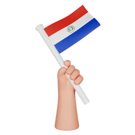 Hand hält eine Flagge von Paraguay  3D Icon