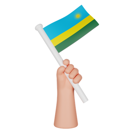 Hand hält eine Flagge von Ruanda  3D Icon