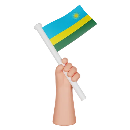 Hand hält eine Flagge von Ruanda  3D Icon