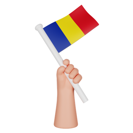 Hand hält eine Flagge von Rumänien  3D Icon