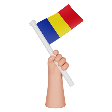 Hand hält eine Flagge von Rumänien  3D Icon