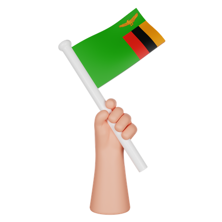 Hand hält eine Flagge von Sambia  3D Icon