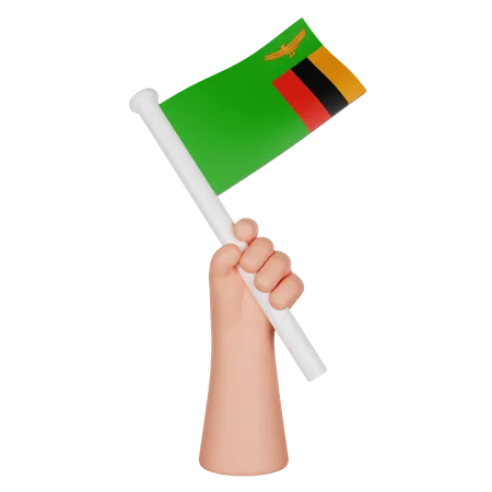 Hand hält eine Flagge von Sambia  3D Icon