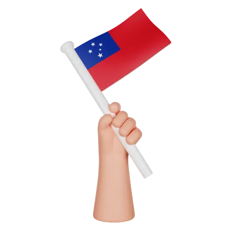 Hand hält eine Flagge von Samoa  3D Icon