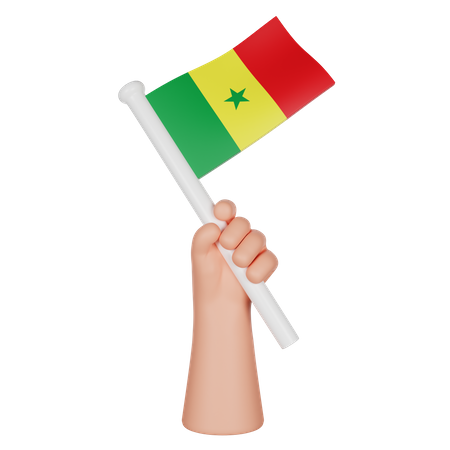 Hand hält eine Flagge von Senegal  3D Icon