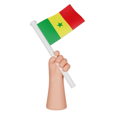 Hand hält eine Flagge von Senegal  3D Icon