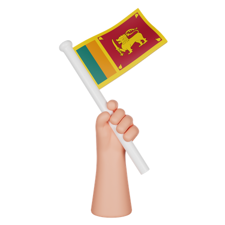 Hand hält eine Flagge von Sri Lanka  3D Icon