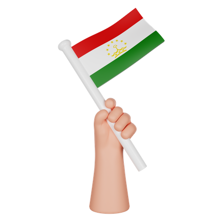 Hand hält eine Flagge von Tadschikistan  3D Icon