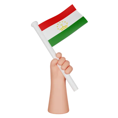 Hand hält eine Flagge von Tadschikistan  3D Icon