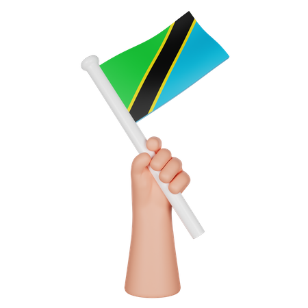 Hand hält eine Flagge von Tansania  3D Icon