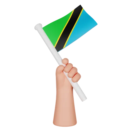 Hand hält eine Flagge von Tansania  3D Icon